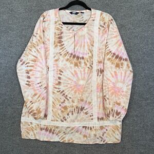 Lands‎ End Shirt Womens 2XL XXL Multicolor Sunburst Tie Dye Tunic Boho Plus Size
